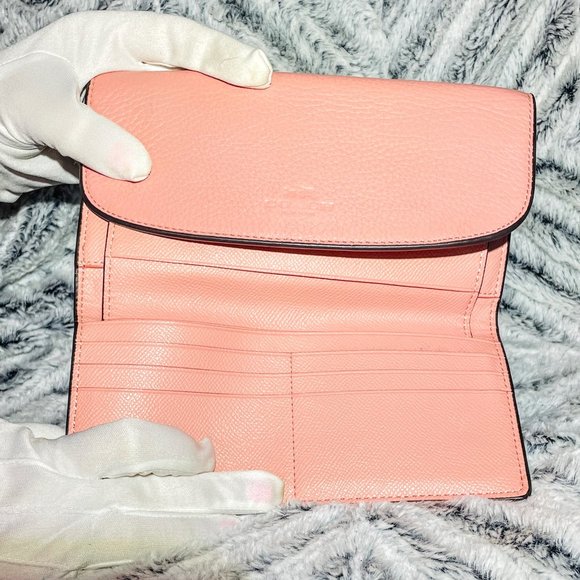 GUC - COACH CHECKBOOK WALLET IN BLUSH PINK PEBBLE LEATHER (COACH F56488) - Picture 4 of 4